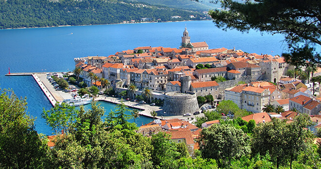 Aerial View of Korcula, Croatia