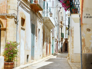 Quaint street in Conversano in Puglia, Italy