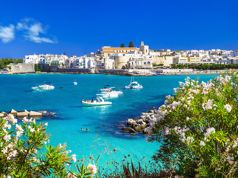 Boats in the harbour in Otranto, Puglia, Italy